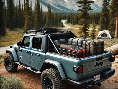 Jeep Gladiator Bed Rack System for Carrying Kayaks and Mountain Bikes Simultaneously